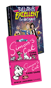 Bill and Ted's Excellent Boardgame (above) and Simon's Cat Card Game (below)